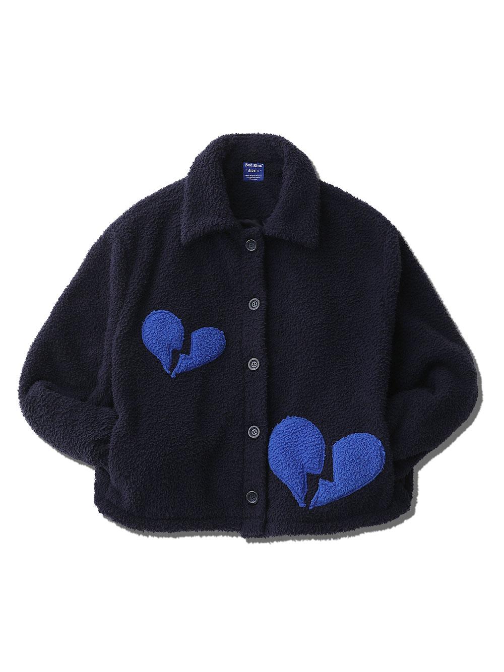 Heart Fleece Jacket Navy