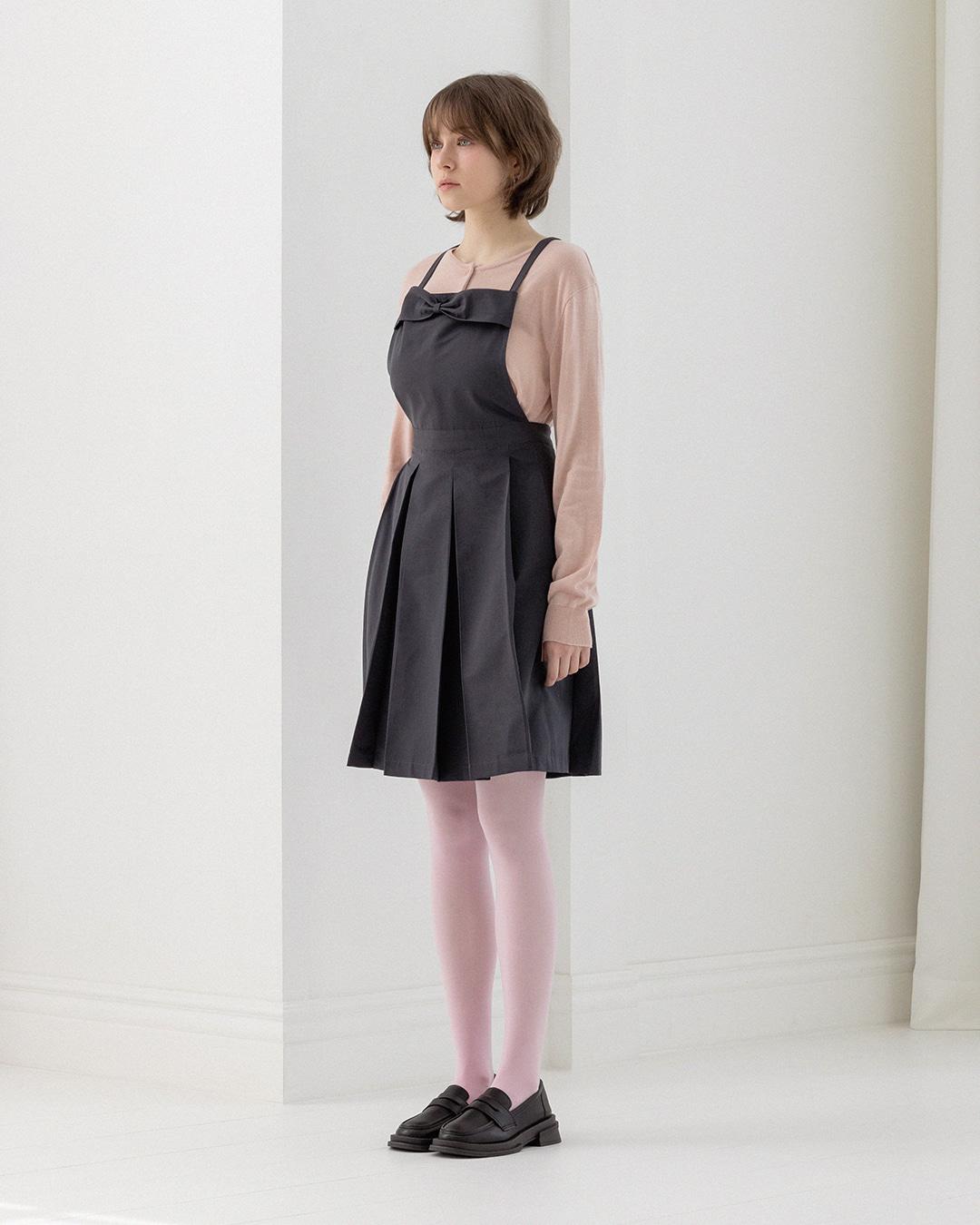 리본 플리츠 RIBBON PLEATS APRON [차콜]