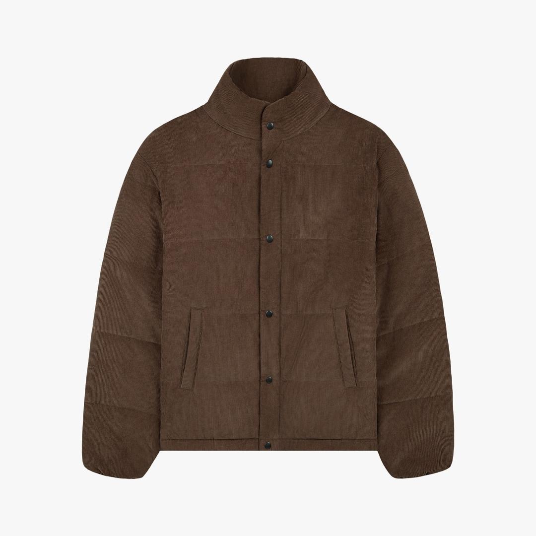 Stranger Regular Fit Corduroy Puffer Jacket (Brown)