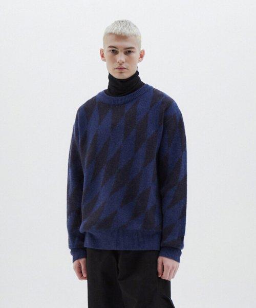 CASHMERE JACQUARD SWEATER - DEEP BLUE