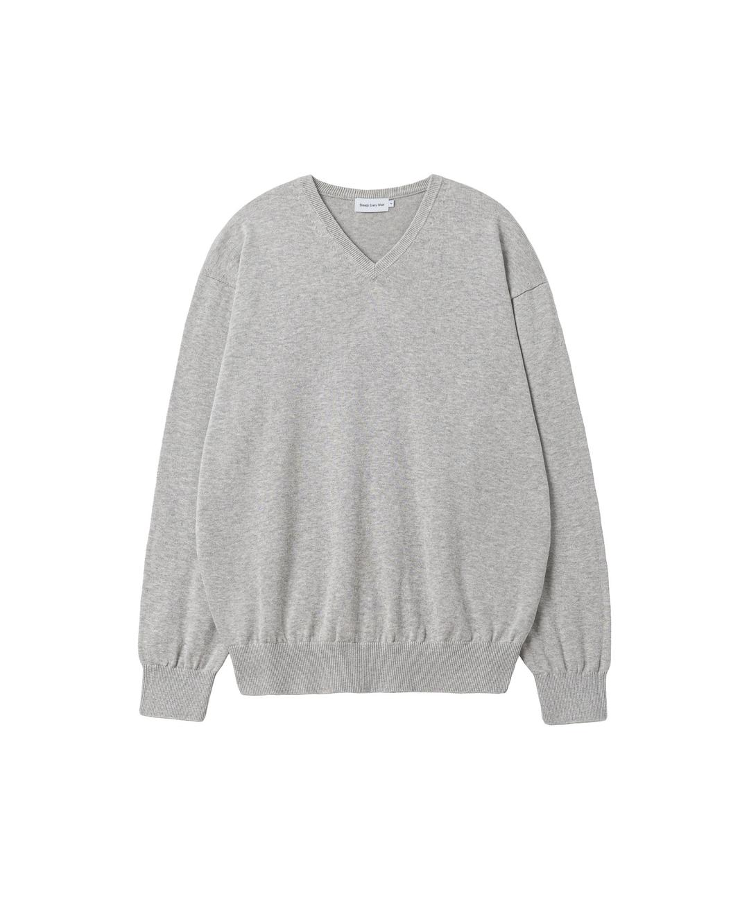 [4/8 예약배송] 코튼 브이 넥 니트 (화이트 멜란지)