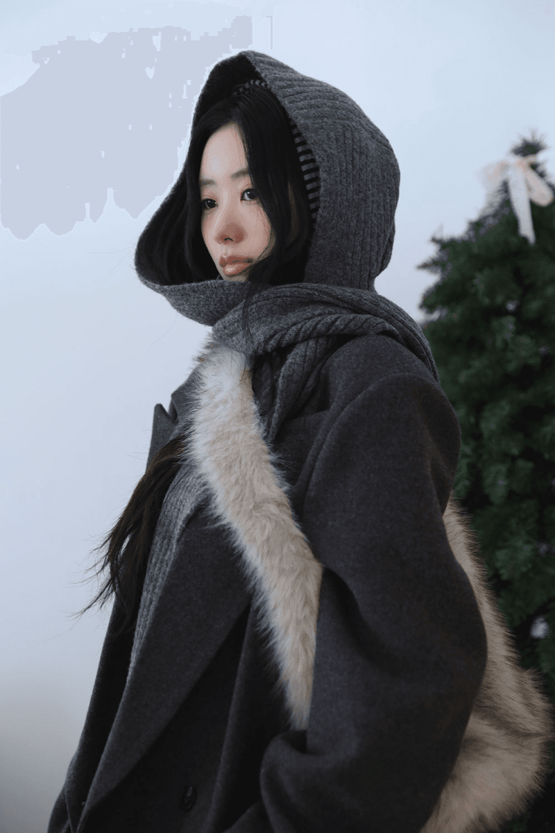 오드 니트 후드 목도리