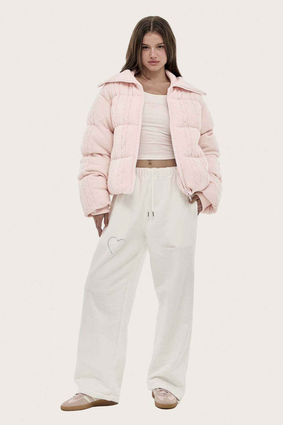 [ Pre-order ] Chou chou cable knit puffer, Pink