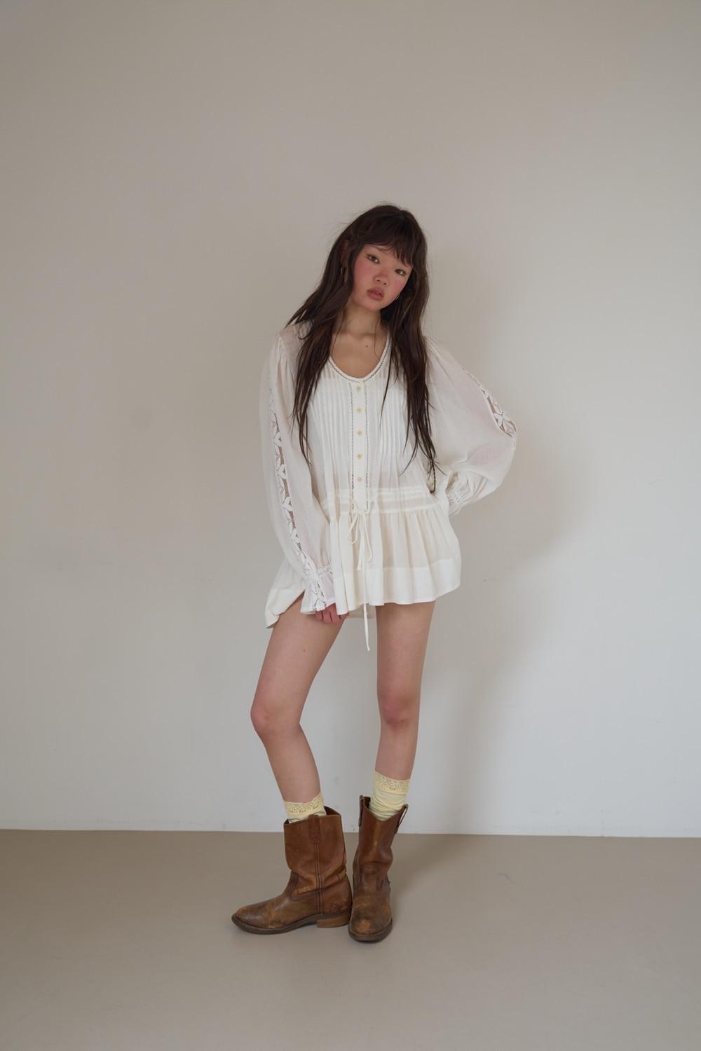 [03/10예약배송]_Bohemian Pintuck Mini Dress / Ivory