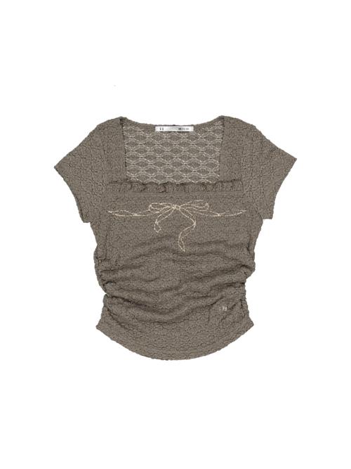 셋업이엑스이(SETUP-EXE)  FRILL BOW CROP TOP / KHAKI - 사이즈 & 후기 | 무신사
