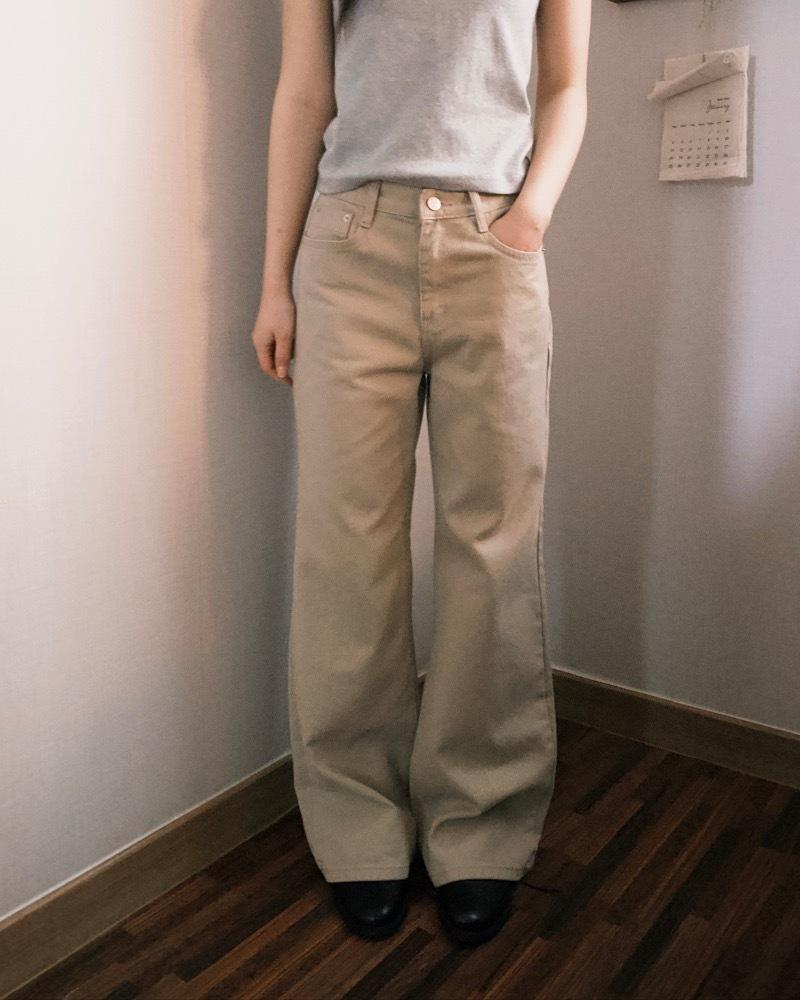 semi flare pants (beige)