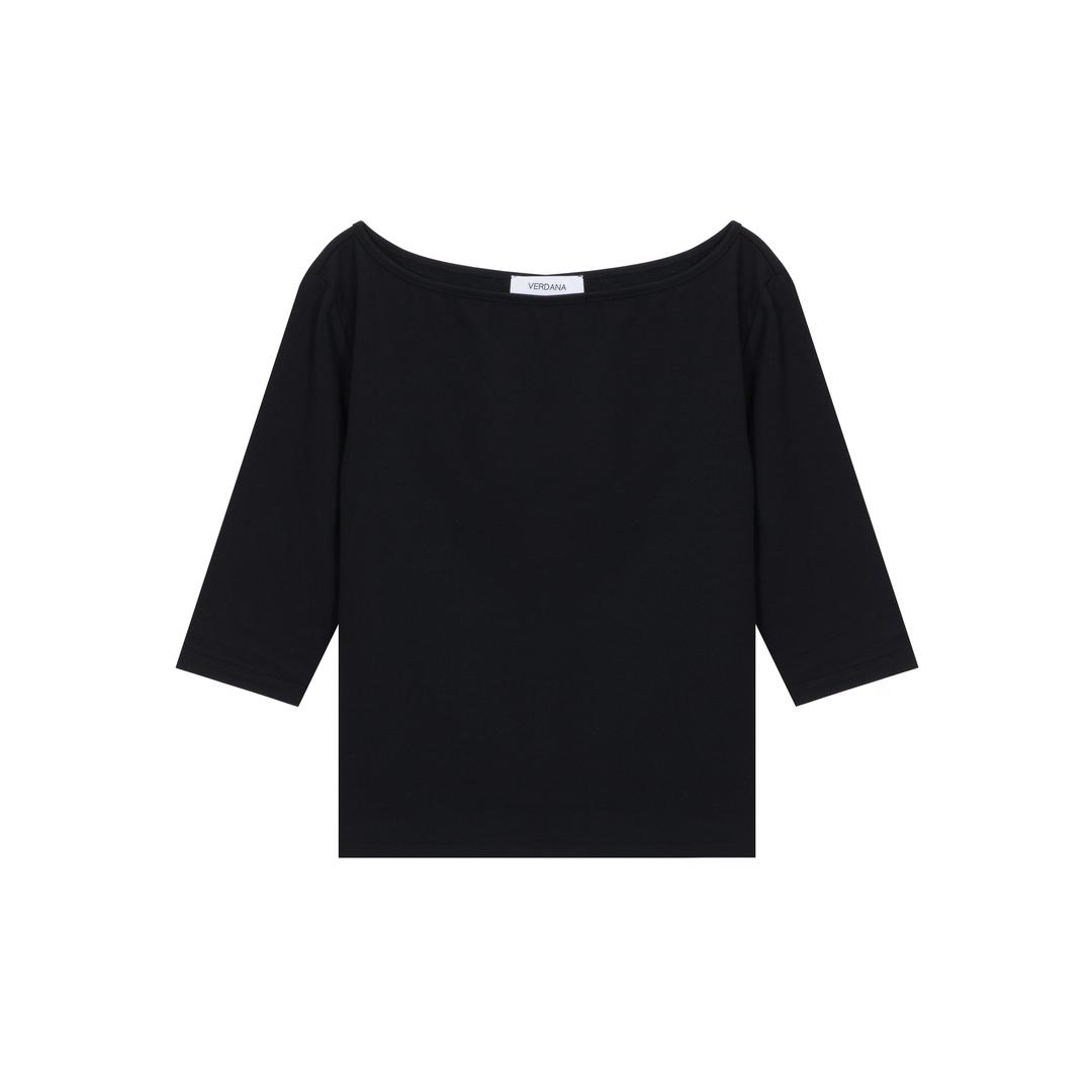 (3rd reorder) Phoebe Boat-Neck Top (black)