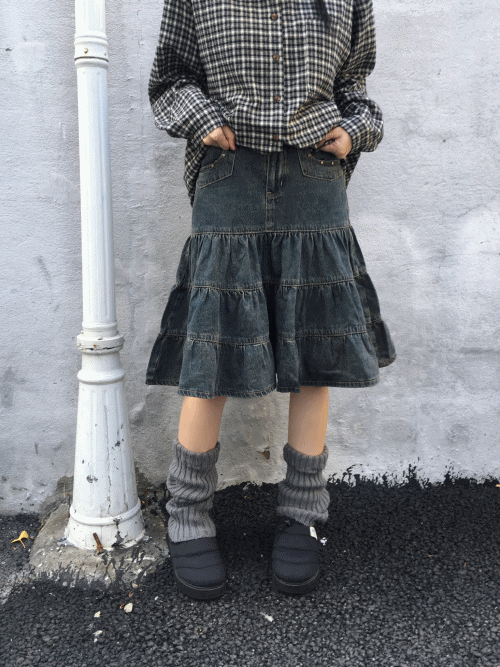 vintage cancan denim skirt (2c)