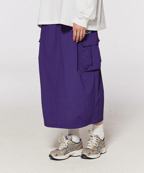 핀턱 카고 파라슈트 스커트_퍼플