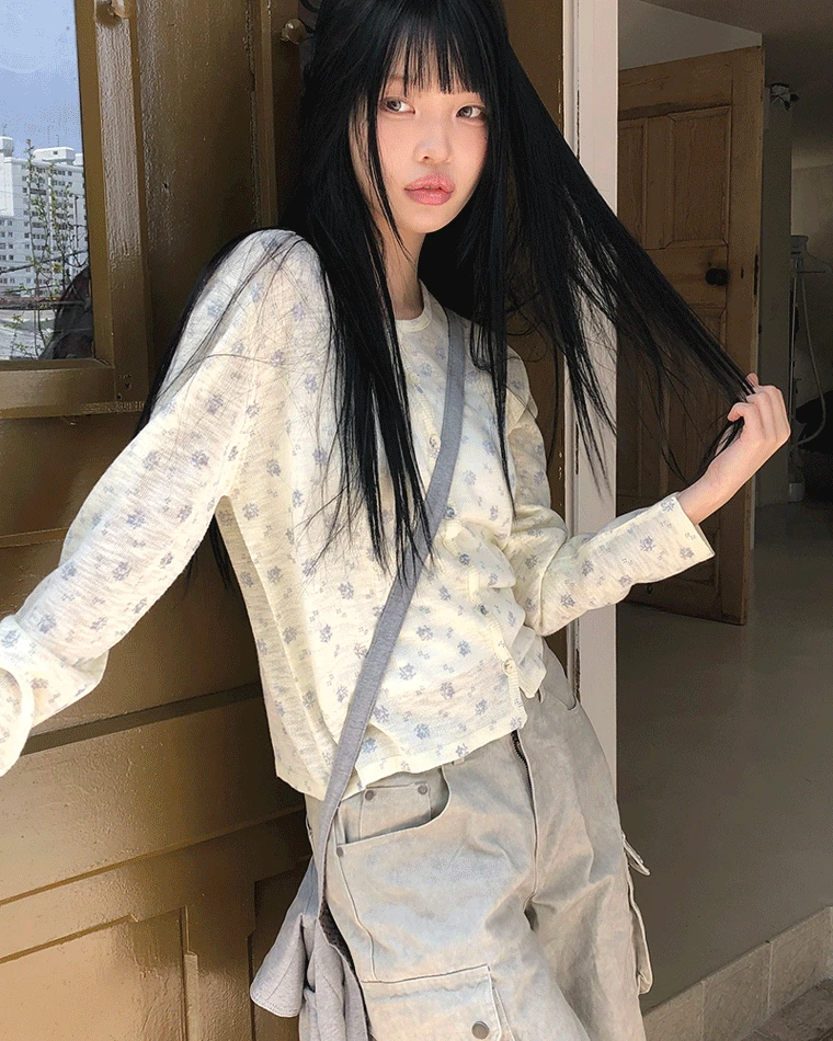 [살안타템🫧] 니츄 플라워 패턴 가디건