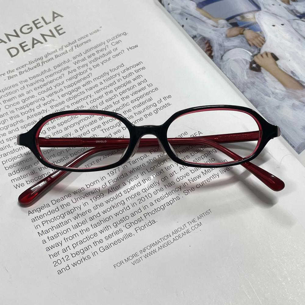 [중고] 빈티지 유니 레드블랙 뿔테 안경테