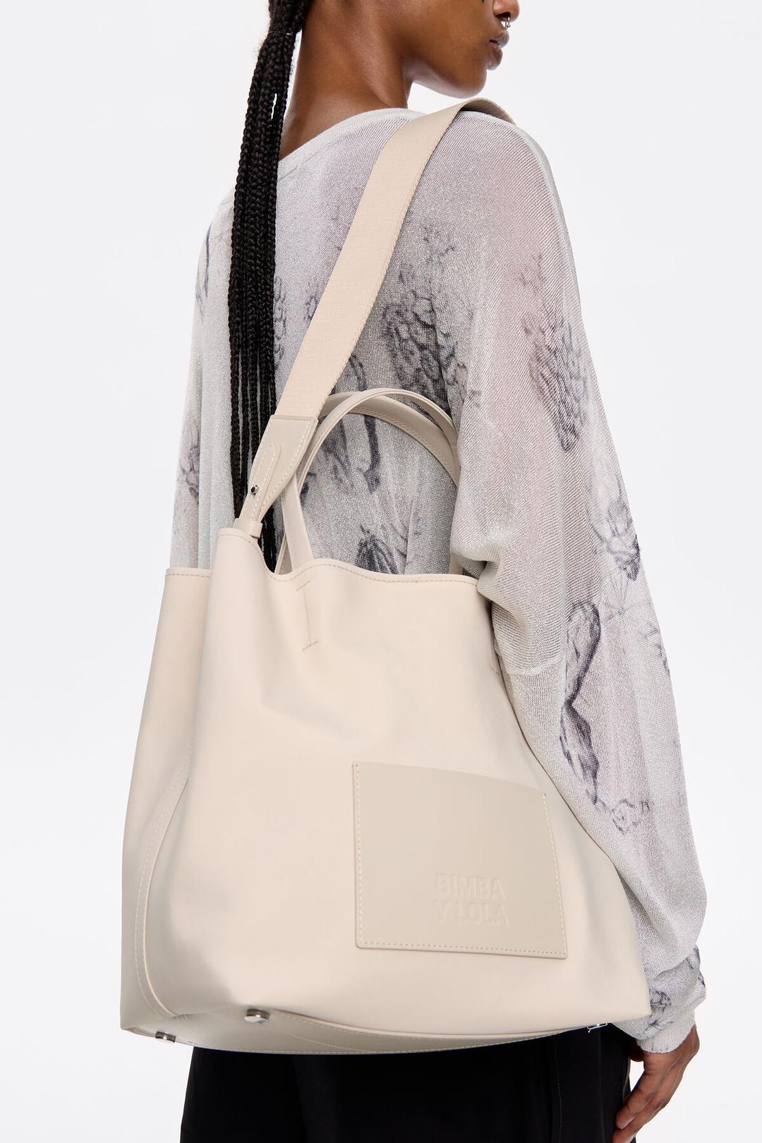 Bolso shopper Chihuahua grande nylon blanco piedra