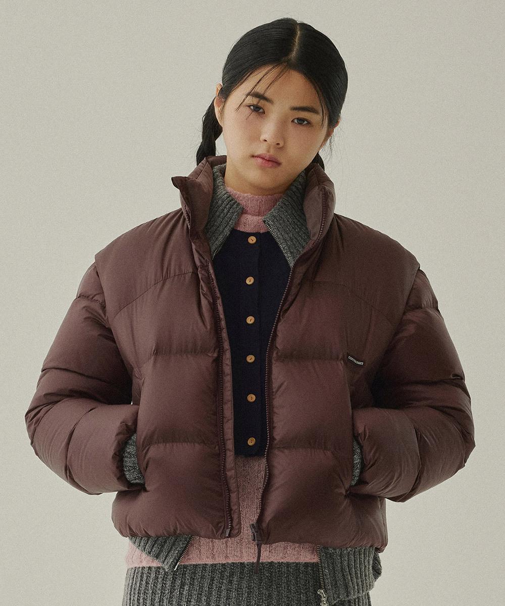 우먼 디테처블 다운 점퍼 초콜릿