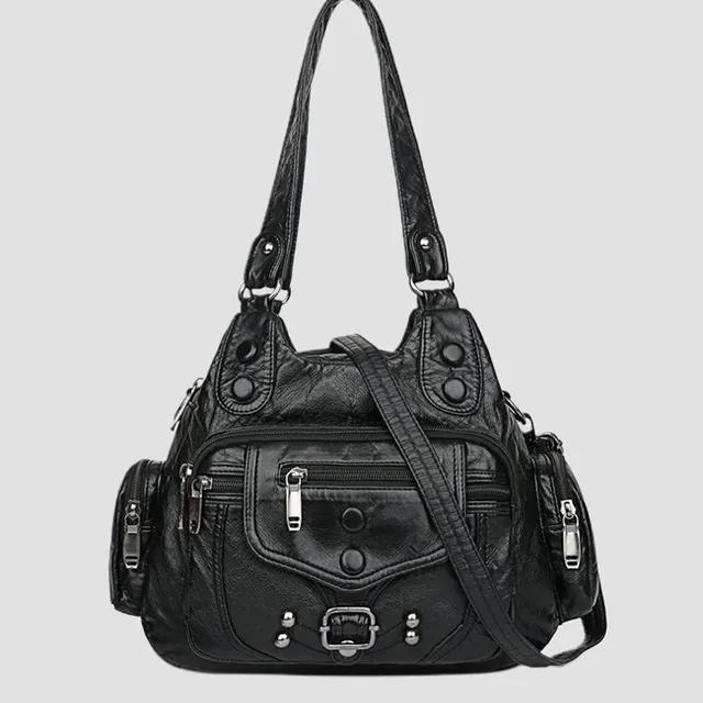 큐스 빈티지 Y2K 레더 크로스 숄더백