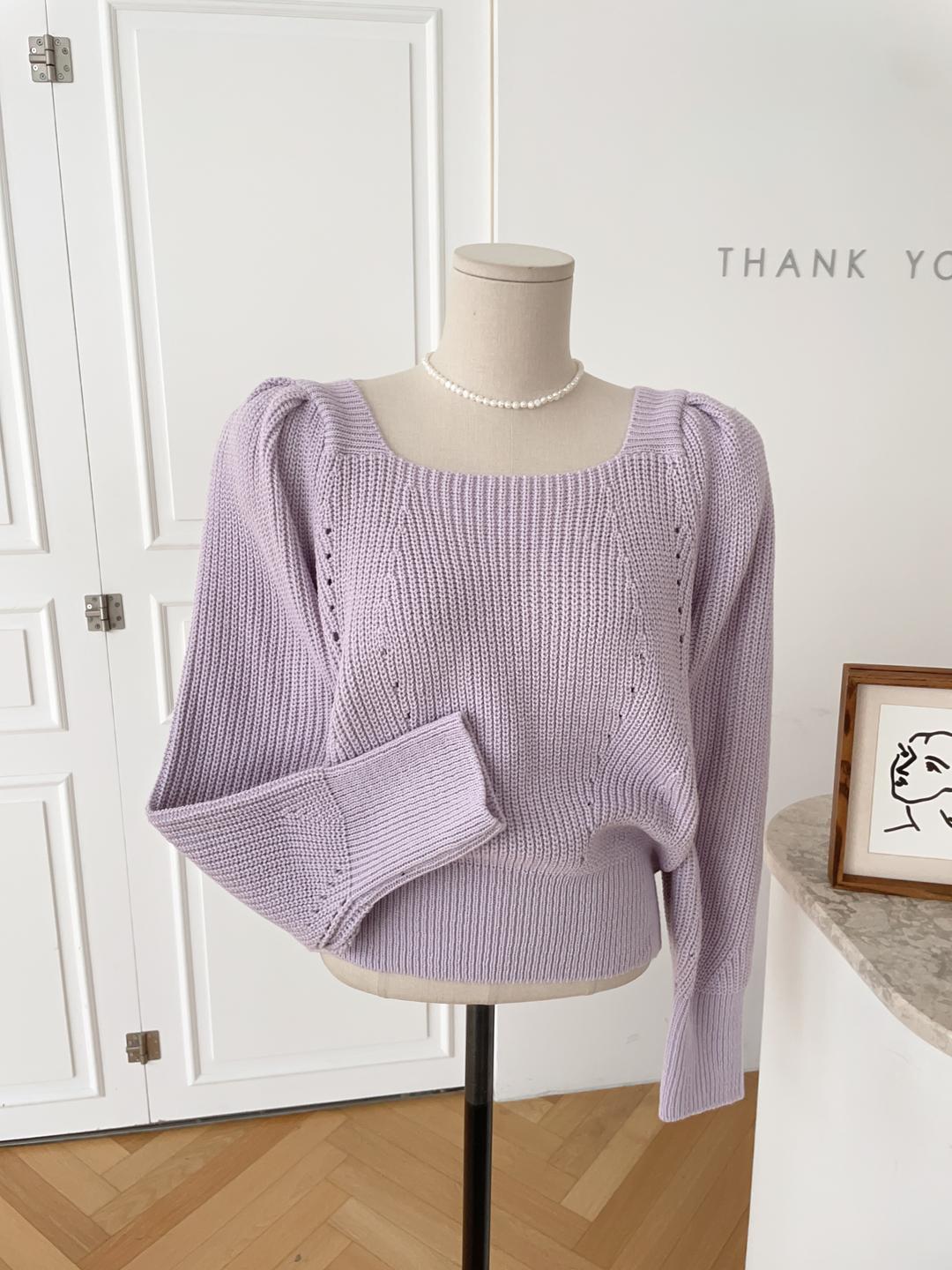 [무배]스톨 스퀘어넥 퍼프 하찌 봄신상 니트(6color)I-278