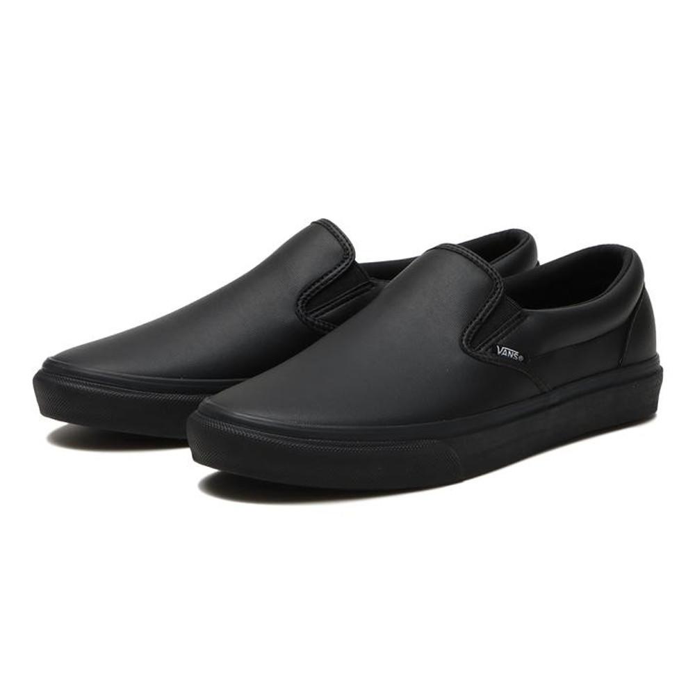 VANS 반스 래더 가죽 남성 여성 운동화 슬립온 올 블랙