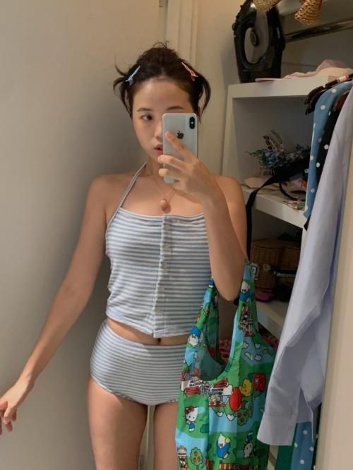 테리 스트라이프 비키니 - 2col