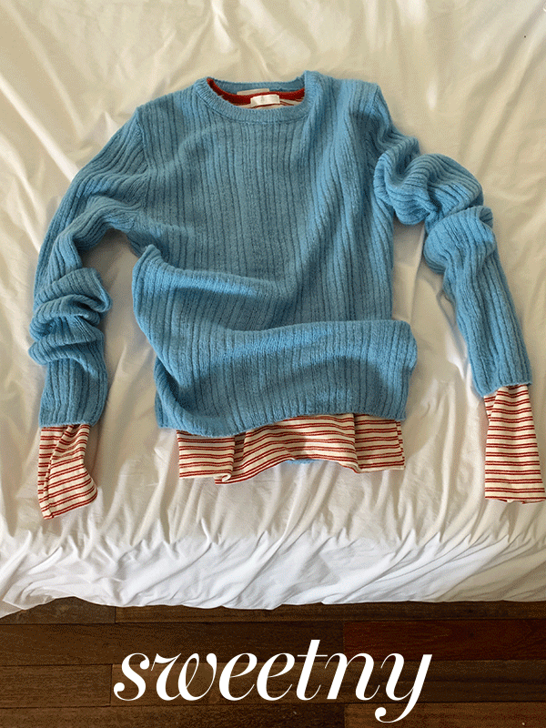 나이니 [누적800장인기🤎/블루,브라운당일] 어니브 여리핏 라운드 긴팔 울니트