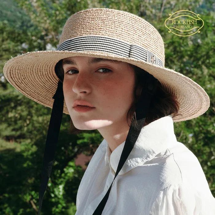 HARROW WIDE HAT - STRIPE BLACK