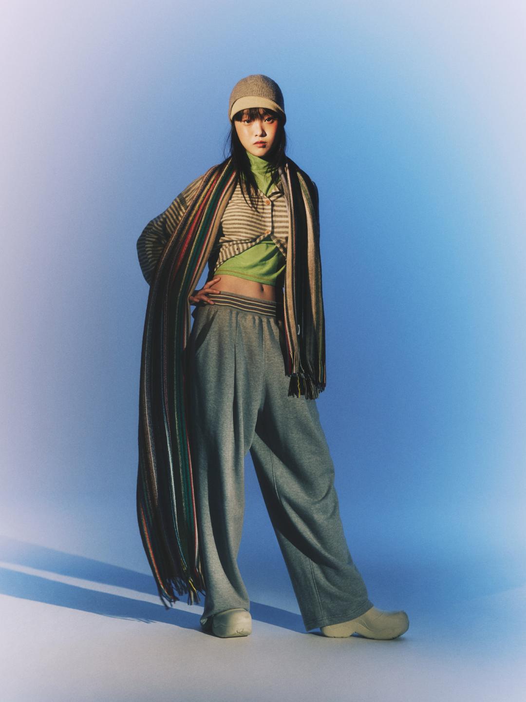 grey eco knitted wide sweatpants