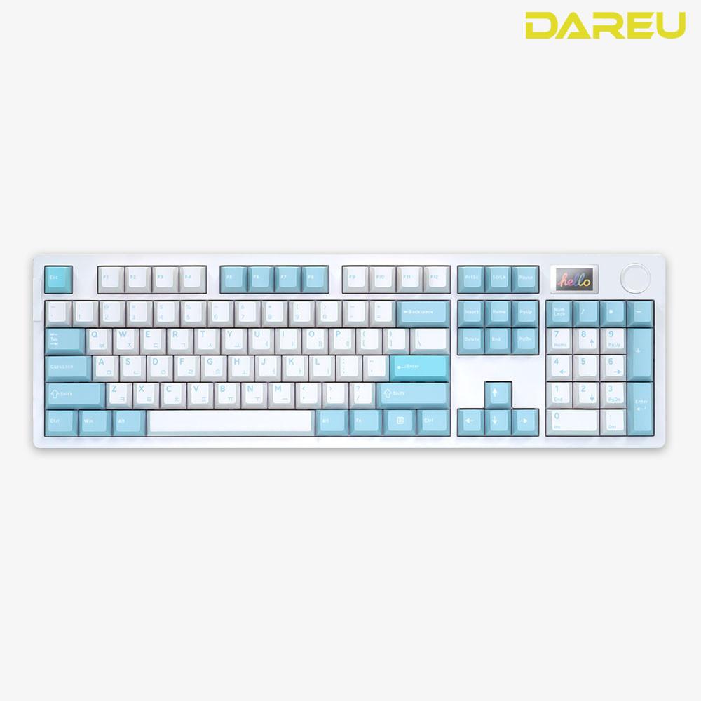 다얼유 A104PRO 유무선 기계식 키보드 풀배열 LCD 한영각인 아이스블루 스카이V3축