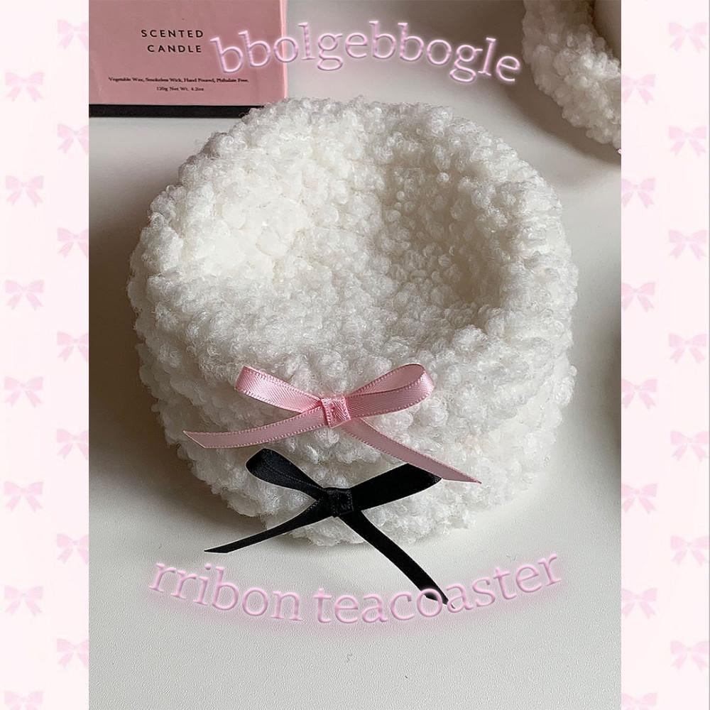 페어리룸 bbogle ribbon teacoaster 리본 핑크 티코스터 컵받침