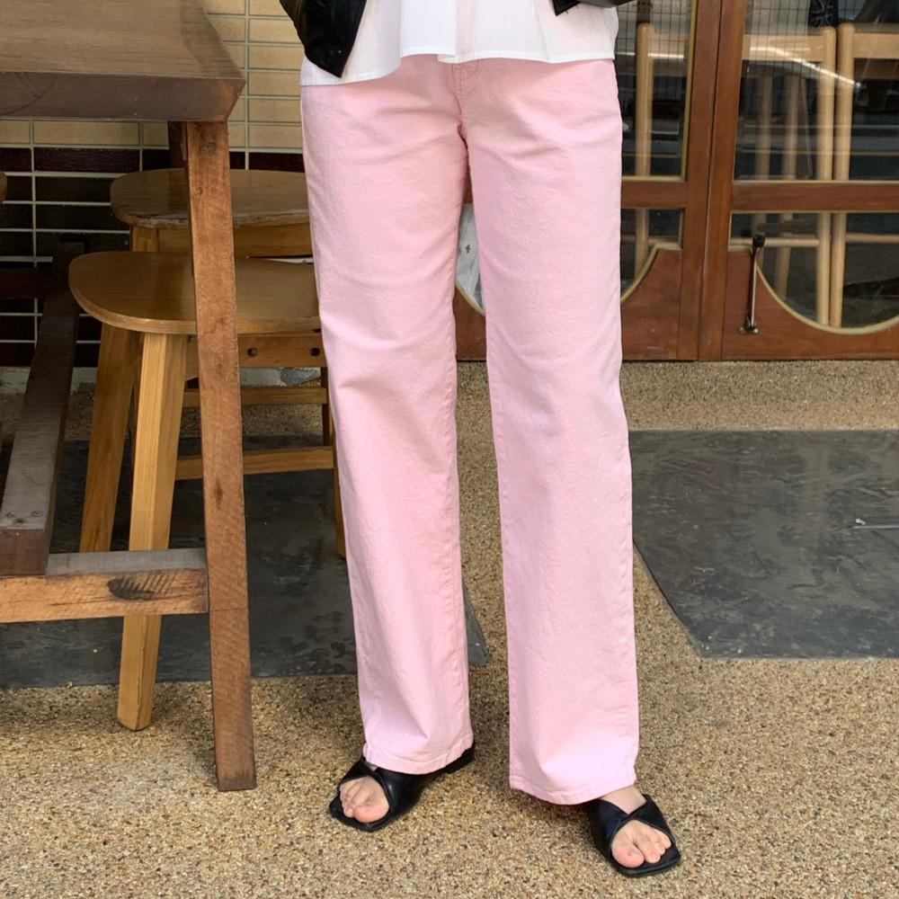 봄 와이드팬츠 일자 통바지 여성 면바지 핑크 키작녀바지