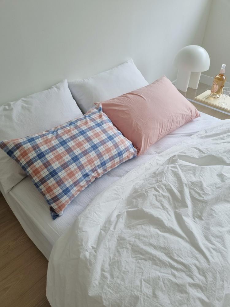 캔디 체크 베개커버 ( 2color 핑크, 그린 )