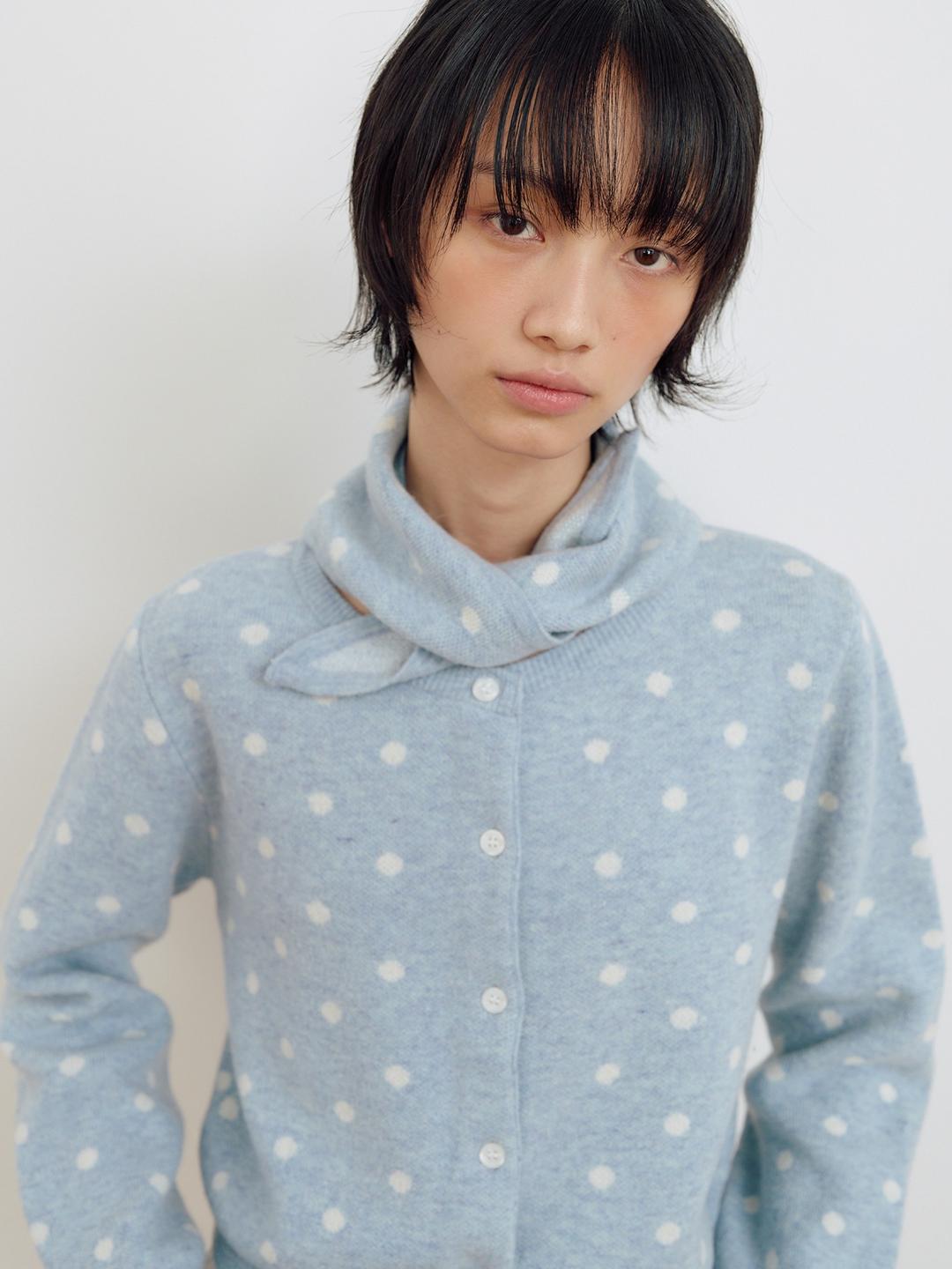 [2차 리오더] DOT SCARF SET CARDIGAN_SKY
