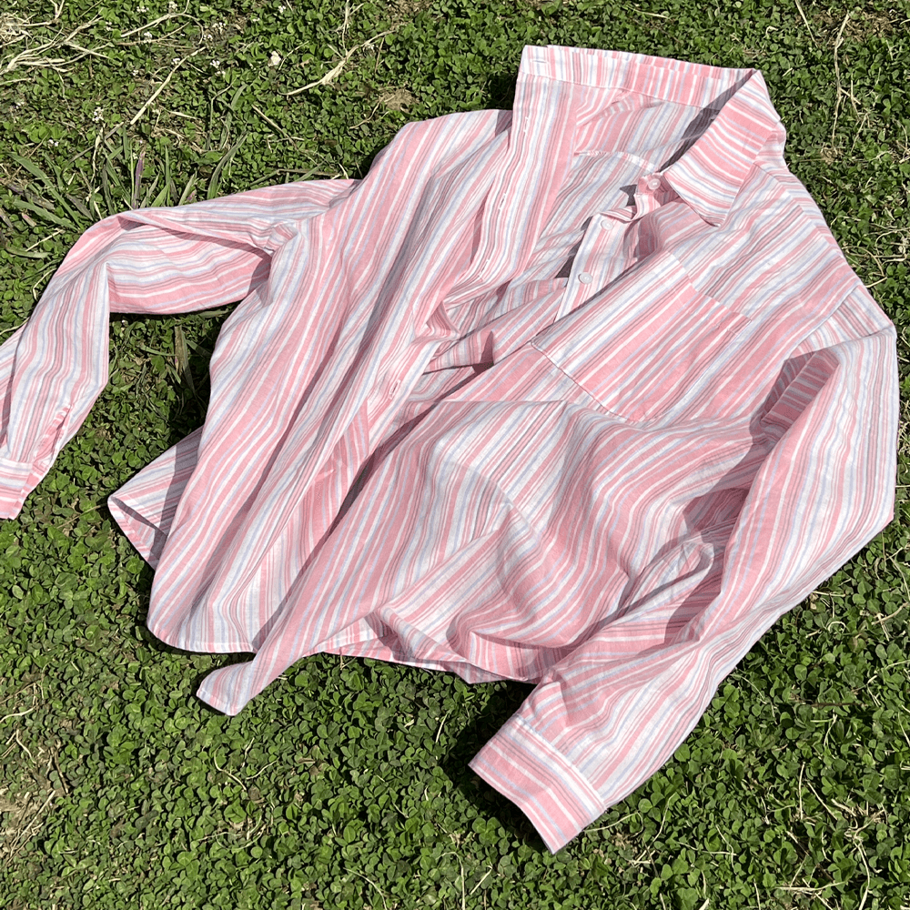 stripe overfit shirts - pink