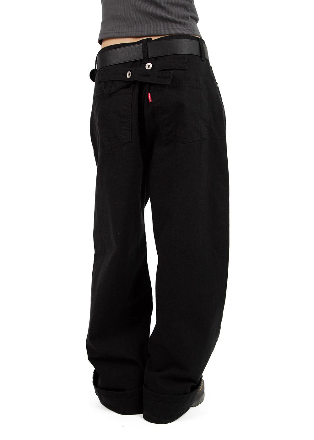 릿킴 CROSS BUTTON WIDE JEANS
