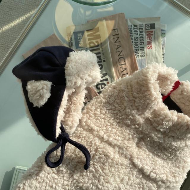 강아지 양털 후리스 집업 군밤 모자 세트 S-3XL