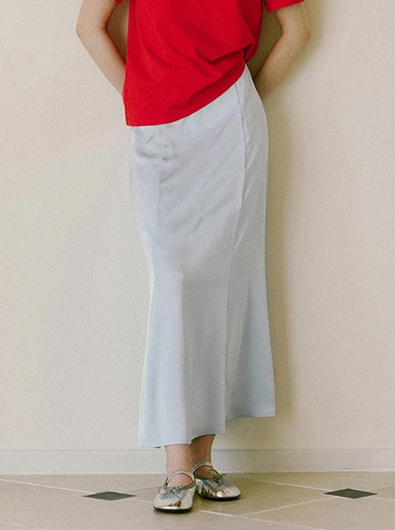 GREENBUTTER - Silky banding Skirt (Light Blue)