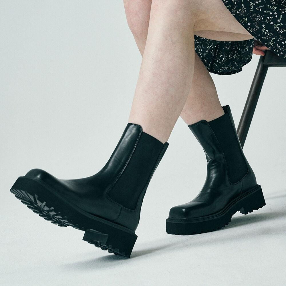 [★프로미스나인 서연 착용]스퀘어 토 청키 첼시부츠 412346010 (5cm/3colors)