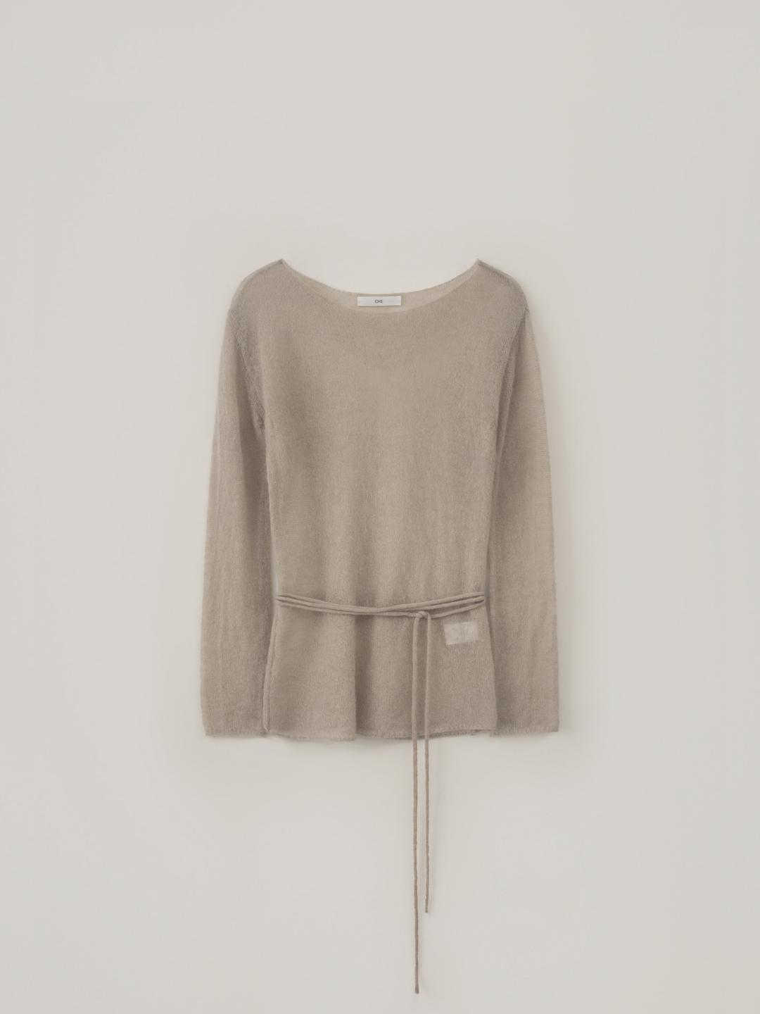Kid Mohair Long Sleeve Knit - Beige