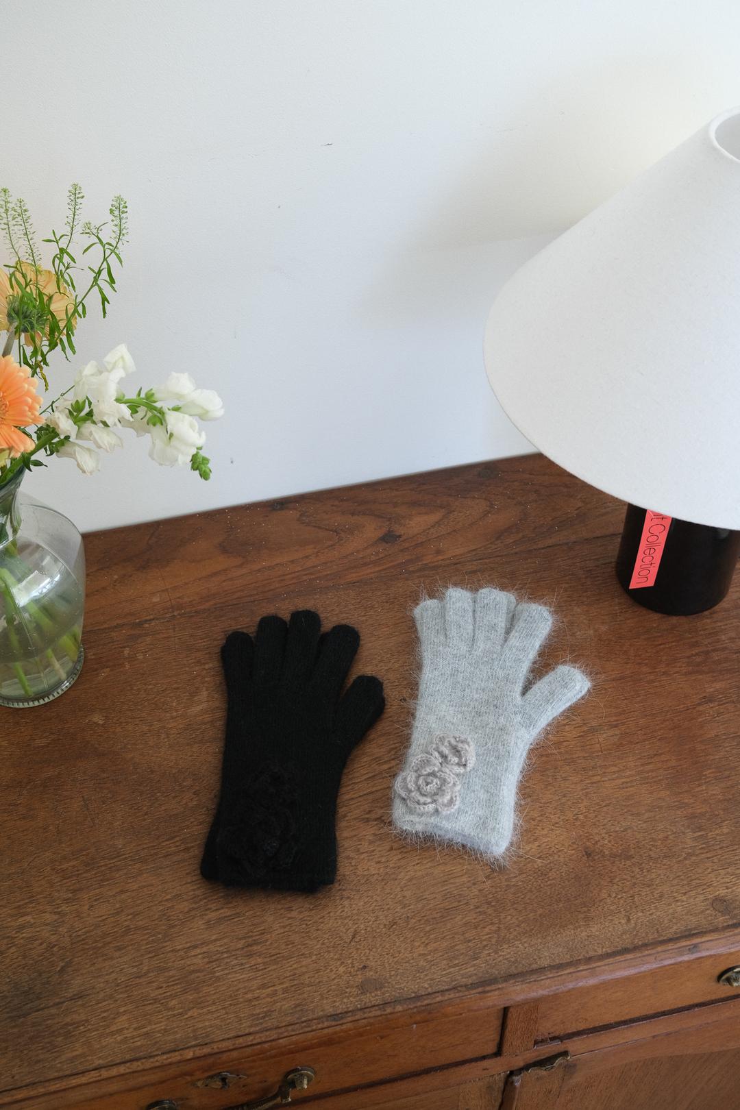 Mini rose angora gloves (2col)