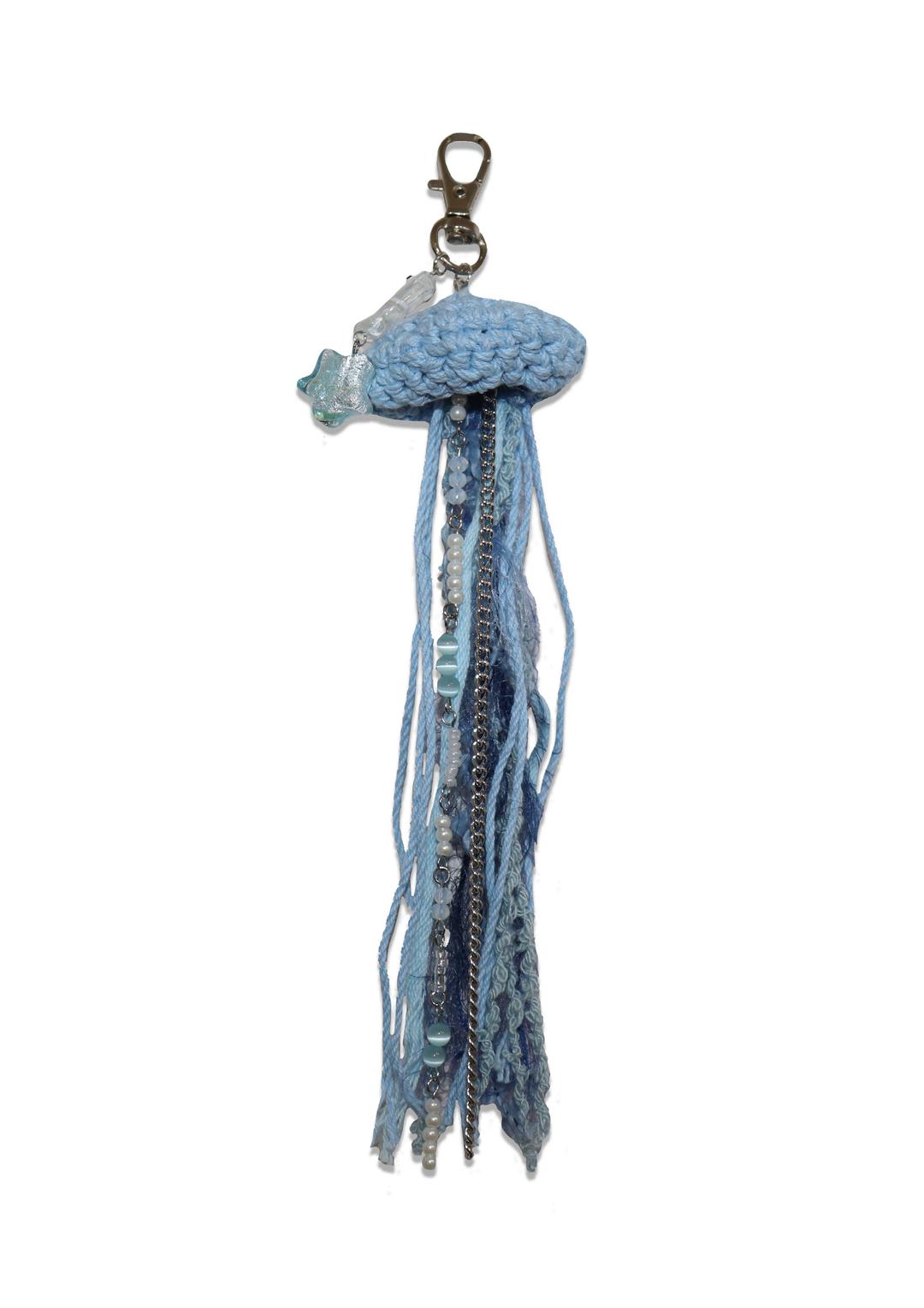 blue hairy jellyfish keyring