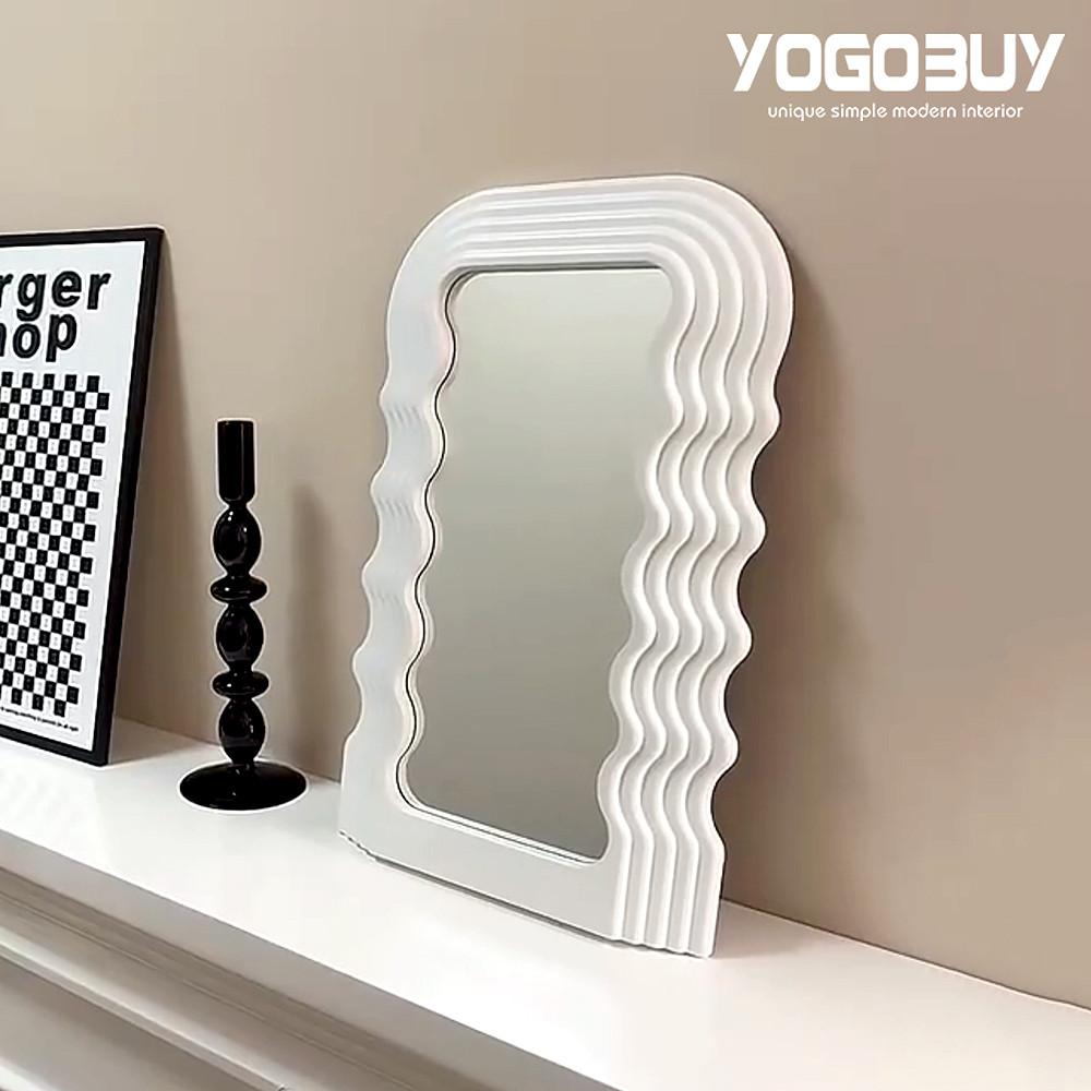 독특한 웨이브 거울 인테리어 디자인 심플 미드센추리 모던 화장대 탁상거울