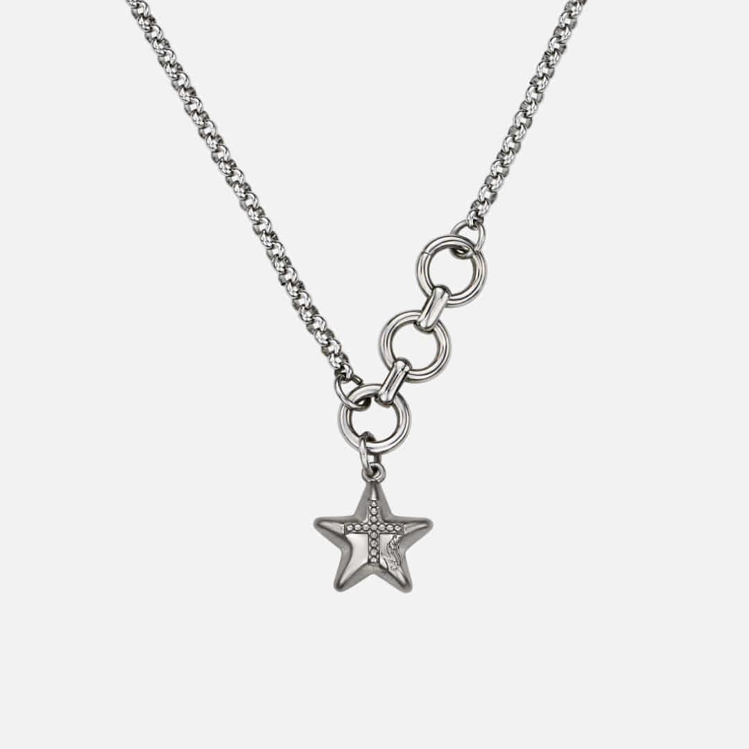 bright orbit necklace-silver