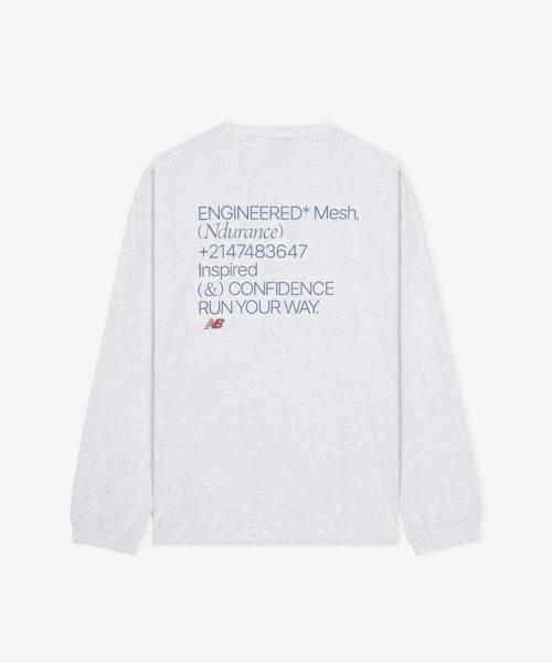 NBNDG21333 / UNI Ndurance 레터링 긴팔티 (LIGHT GRAY)