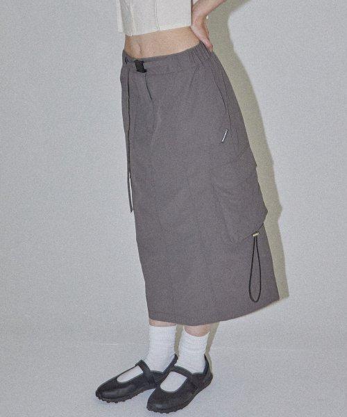 CARGO LONG BELT SKIRT IN KHAKI GREY(카고스커트)