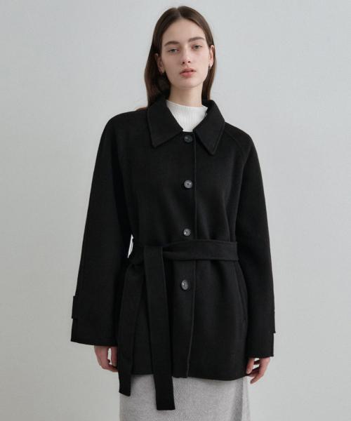 캐시미어 울 핸드메이드 하프 코트 블랙 MDCT013BLACK