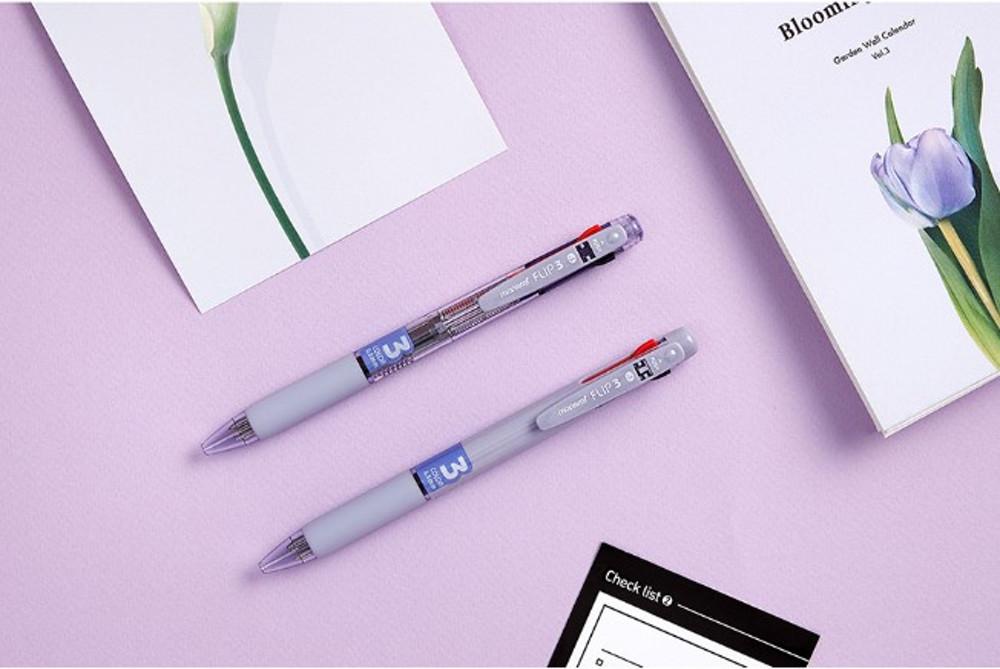 모나미 플립3 3색 볼펜 0.5mm 라벤다