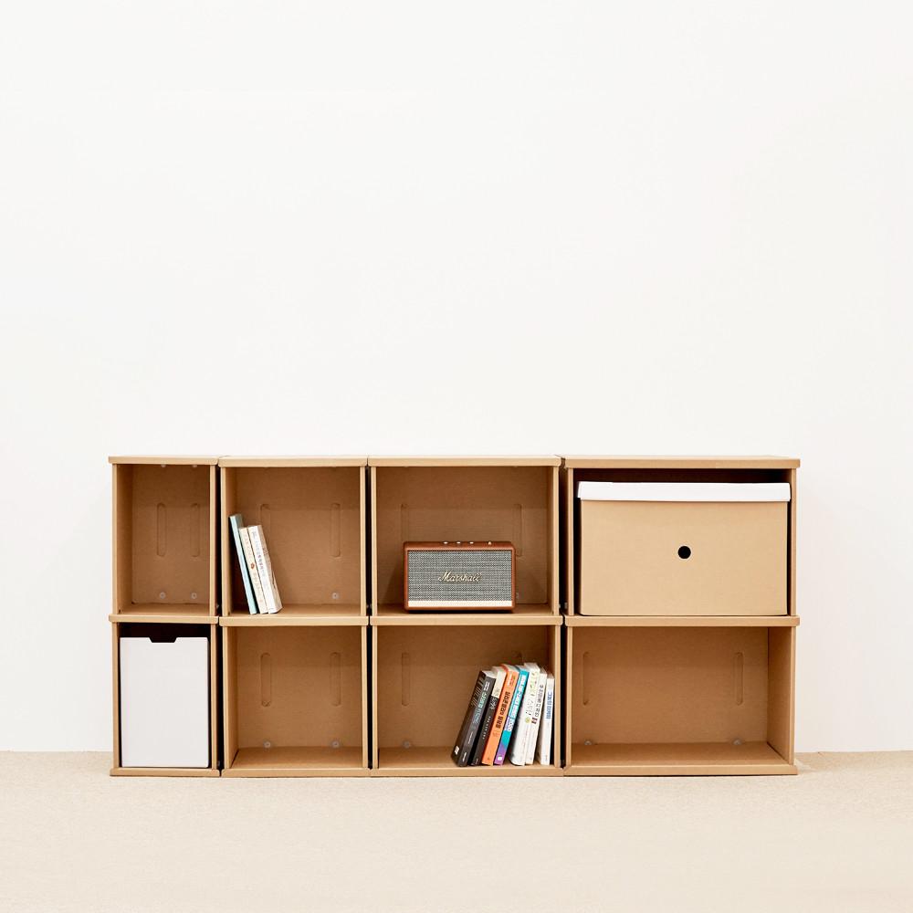 2단 페이퍼팝 책장 종이가구 조립식 책장 전면 가로 선반 DIY