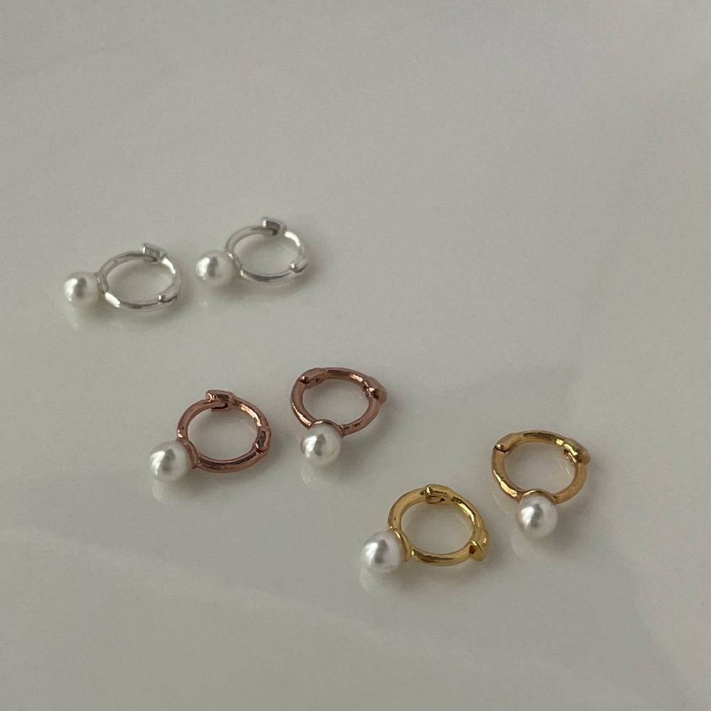 실버925 미니 미니 진주 원터치 링 귀걸이 데일리 이어링