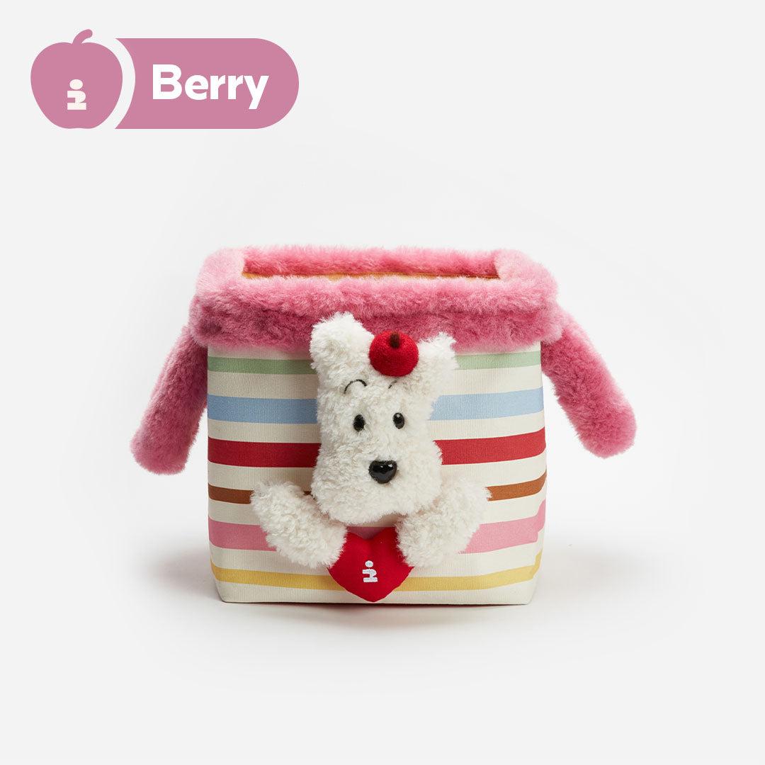 Tagi. <Haha> daily striped home plush storage basket - Berry