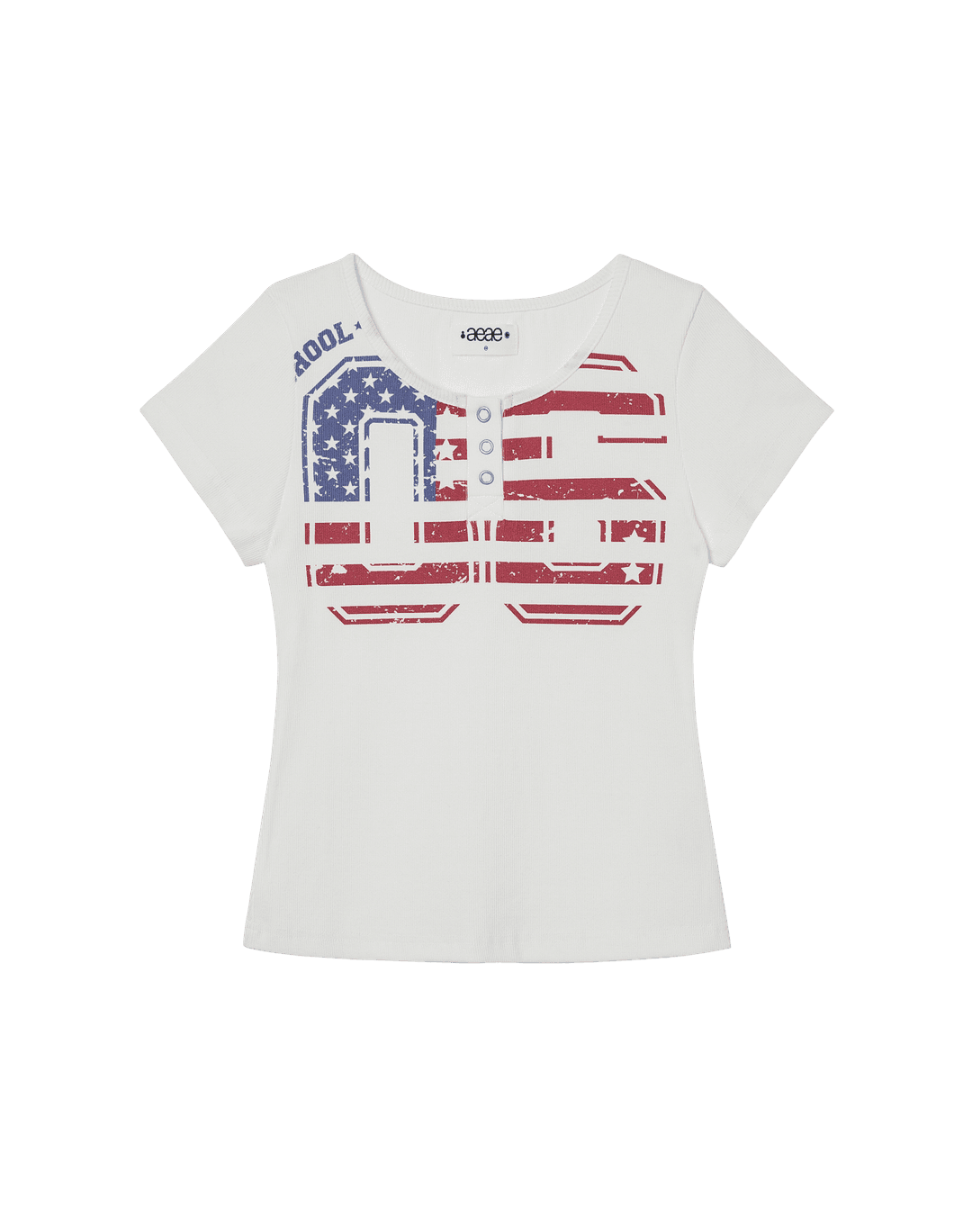 USA BANNER HENLY NECK TEE [WHITE]