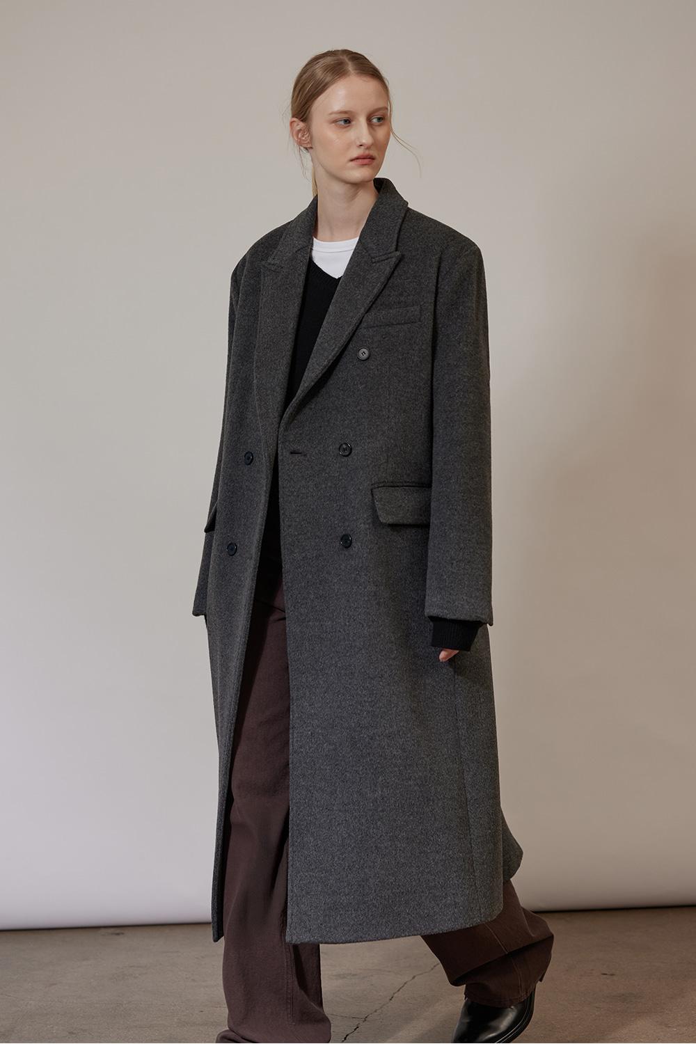 [예약배송]Classic Wool Double Breasted Long Coat-CHARCOAL10/30 입고예정