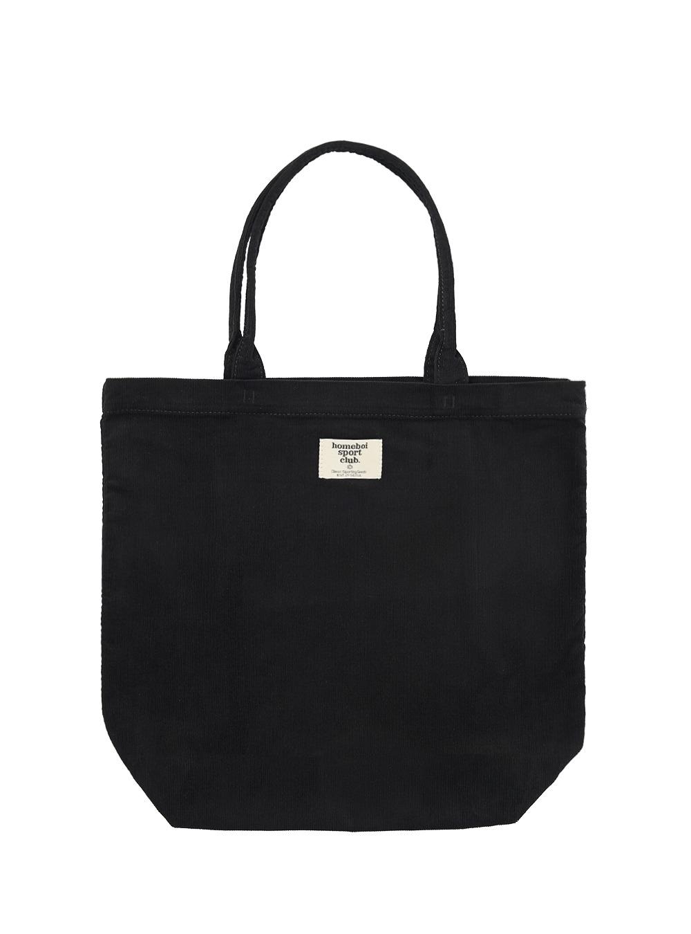 코듀로이 토트백 - 블랙