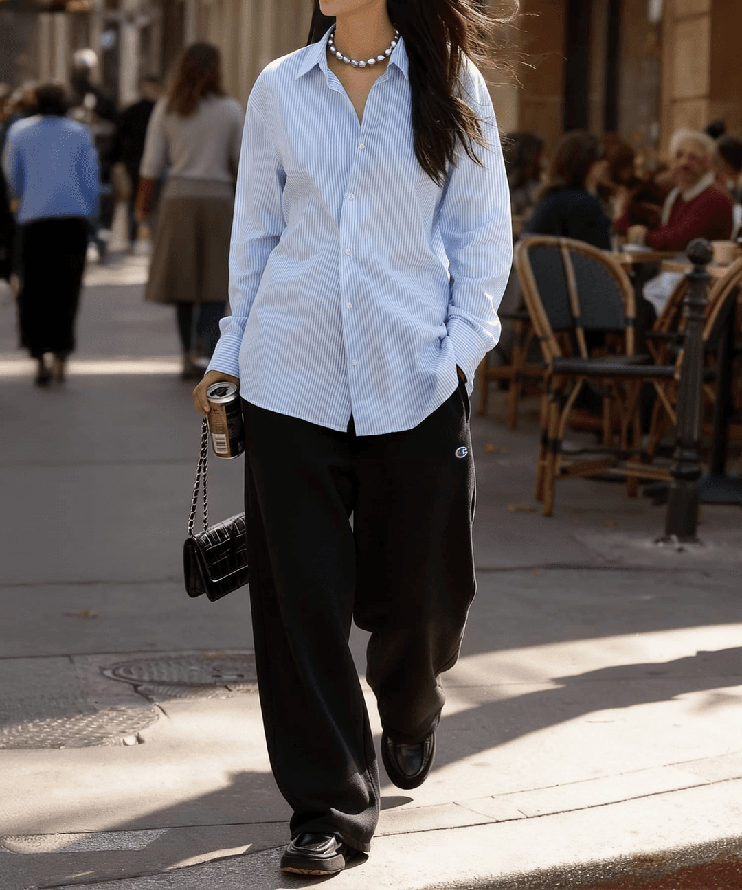 C로고 와이드핏 스웨트 팬츠 Black